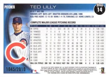 2010 Topps - Gold #14 Ted Lilly Back