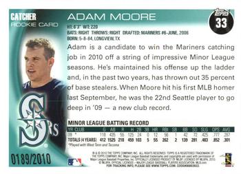 2010 Topps - Gold #33 Adam Moore Back