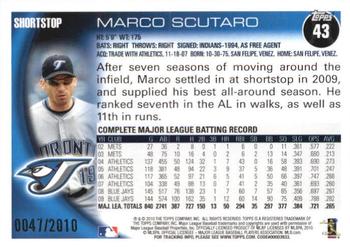 2010 Topps - Gold #43 Marco Scutaro Back