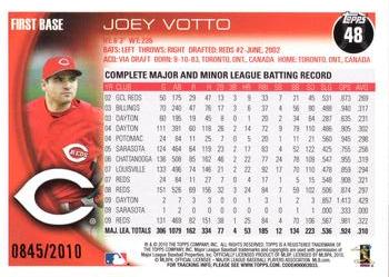2010 Topps - Gold #48 Joey Votto Back