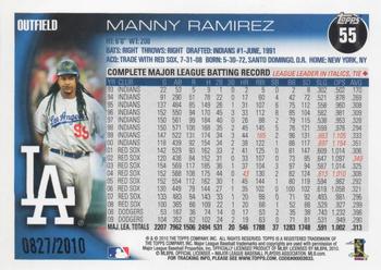 2010 Topps - Gold #55 Manny Ramirez Back