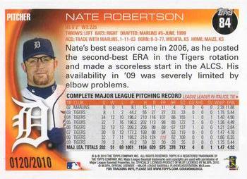 2010 Topps - Gold #84 Nate Robertson Back