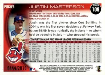 2010 Topps - Gold #109 Justin Masterson Back
