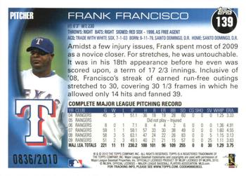 2010 Topps - Gold #139 Frank Francisco Back