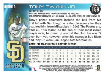 2010 Topps - Gold #156 Tony Gwynn Jr. Back