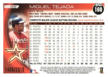 2010 Topps - Gold #160 Miguel Tejada Back
