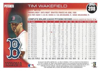 2010 Topps - Gold #208 Tim Wakefield Back