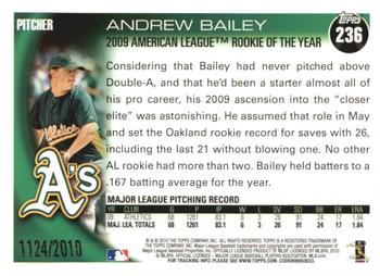 2010 Topps - Gold #236 Andrew Bailey Back