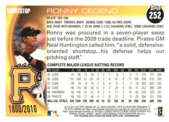 2010 Topps - Gold #252 Ronny Cedeno Back