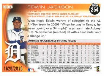 2010 Topps - Gold #254 Edwin Jackson Back