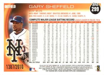 2010 Topps - Gold #299 Gary Sheffield Back