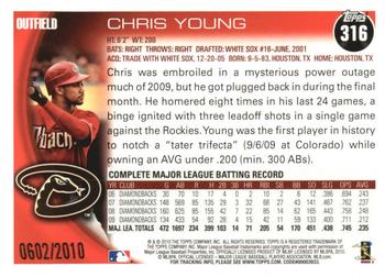 2010 Topps - Gold #316 Chris Young Back