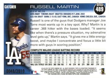2010 Topps - Gold #489 Russell Martin Back
