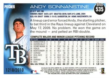 2010 Topps - Gold #535 Andy Sonnanstine Back