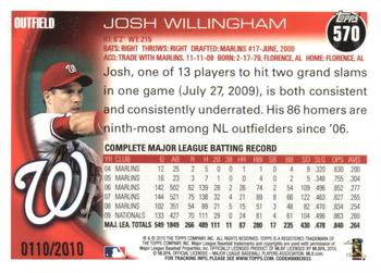 2010 Topps - Gold #570 Josh Willingham Back