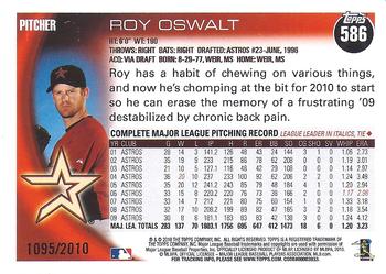 2010 Topps - Gold #586 Roy Oswalt Back