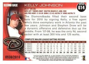 2010 Topps - Gold #614 Kelly Johnson Back