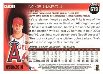 2010 Topps - Gold #619 Mike Napoli Back