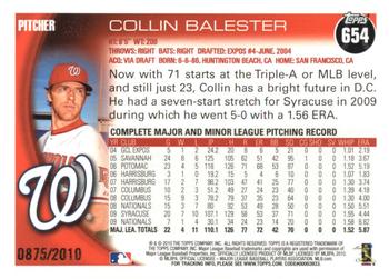 2010 Topps - Gold #654 Collin Balester Back