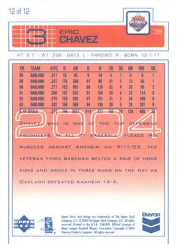 2004 Upper Deck Chevron #12 Eric Chavez Back