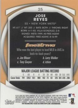 2010 Finest #25 Jose Reyes Back