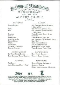 2010 Topps Allen & Ginter #127 Albert Pujols Back