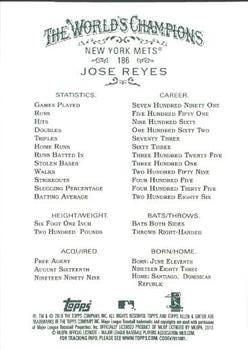 2010 Topps Allen & Ginter #186 Jose Reyes Back
