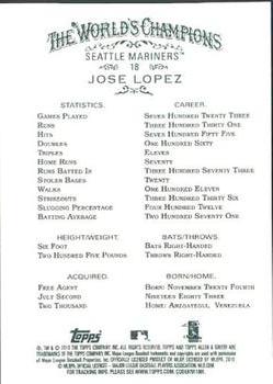 2010 Topps Allen & Ginter #18 Jose Lopez Back