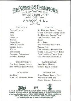 2010 Topps Allen & Ginter #240 Aaron Hill Back