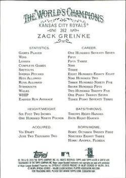 2010 Topps Allen & Ginter #262 Zack Greinke Back