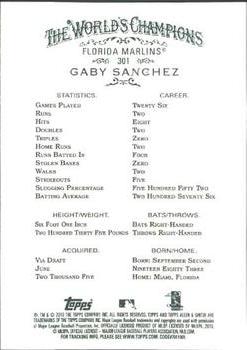 2010 Topps Allen & Ginter #301 Gaby Sanchez Back