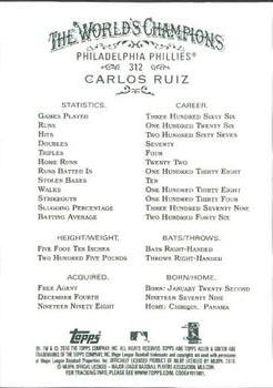 2010 Topps Allen & Ginter #312 Carlos Ruiz Back
