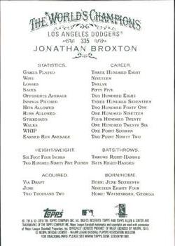 2010 Topps Allen & Ginter #335 Jonathan Broxton Back