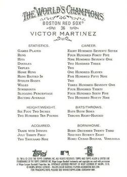 2010 Topps Allen & Ginter #36 Victor Martinez Back
