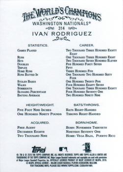 2010 Topps Allen & Ginter #314 Ivan Rodriguez Back