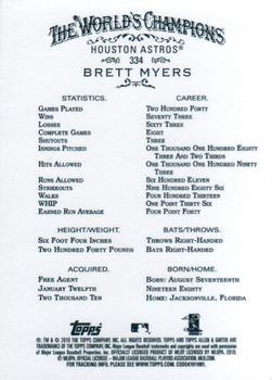 2010 Topps Allen & Ginter #334 Brett Myers Back