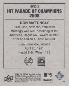 2008 Upper Deck Goudey - Hit Parade of Champions #HPC-2 Don Mattingly Back