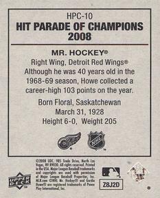 2008 Upper Deck Goudey - Hit Parade of Champions #HPC-10 Mr. Hockey Back