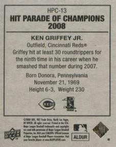 2008 Upper Deck Goudey - Hit Parade of Champions #HPC-13 Ken Griffey Jr. Back