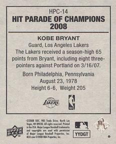 2008 Upper Deck Goudey - Hit Parade of Champions #HPC-14 Kobe Bryant Back