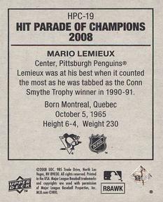 2008 Upper Deck Goudey - Hit Parade of Champions #HPC-19 Mario Lemieux Back