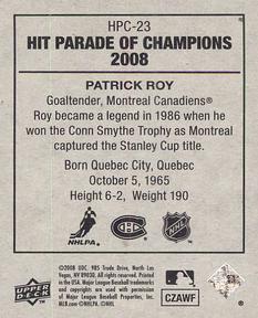 2008 Upper Deck Goudey - Hit Parade of Champions #HPC-23 Patrick Roy Back
