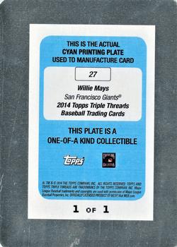 2014 Topps Triple Threads - Printing Plates Cyan #27 Willie Mays Back