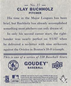 2008 Upper Deck Goudey - Mini Blue Backs #27 Clay Buchholz Back