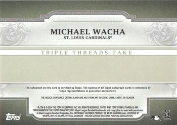 2014 Topps Triple Threads - Relic Autographs Gold #TTAR-MW1 Michael Wacha Back