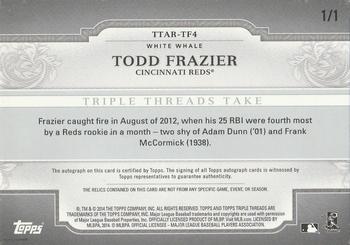 2014 Topps Triple Threads - Relic Autographs Printing Plates Cyan #TTAR-TF3 Todd Frazier Back