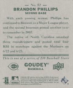 2008 Upper Deck Goudey - Mini Green Backs #52 Brandon Phillips Back