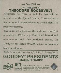 2008 Upper Deck Goudey - Mini Green Backs #240 Theodore Roosevelt Back