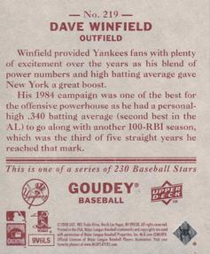 2008 Upper Deck Goudey - Mini Red Backs #219 Dave Winfield Back