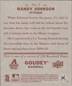 2008 Upper Deck Goudey - Mini Red Backs #2 Randy Johnson Back
